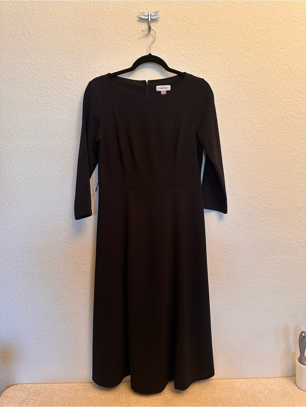 Calvin Klein Black 3/4 Sleeve Midi Dress